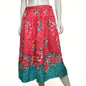 VTG 80s Anne Crimmins Umi Collections Silk Floral Skirt Womens SZ 8 Romantic